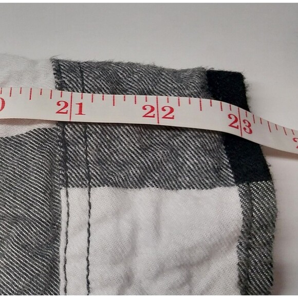 George Mens Plaid Flannel Shirt Medium 38-40 Button Black White Cotton Blend GUC - Picture 13 of 15